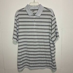 Nike Golf Size XL Dri-Fit Short Sleeve Gray Striped Polo